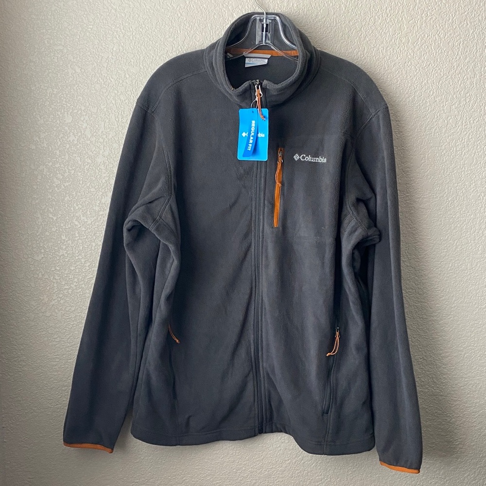 Columbia Men's Regular Fit Full Zip Fleece Jacket, Gray, Size L